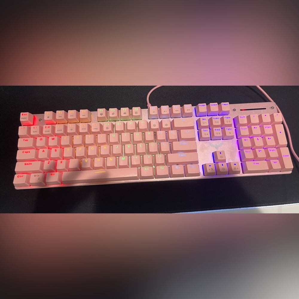 Pink Havit gaming keyboard